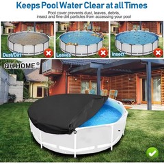 Sturdy Lightweight Pool Cover for Round Pools 4FT 6FT 8FT 10FT 12FT 15FT