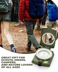 Compass: Accurate Durable Lightweight Orienteering Compass with Army Green