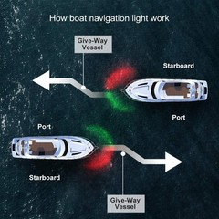 Boat Navigation Light Red and Green LED Marine Bow for Pontoon Small Silver