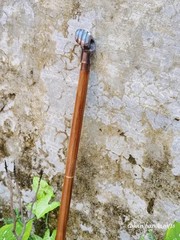 Antique Brass Head Long Handle Victorian Walking Stick Wooden Cane