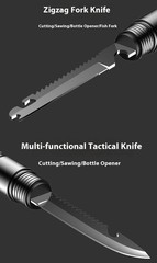 142CM luminous Tactical Trekking Pole, Folding with Compass Whistle Knife HooK