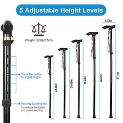 Adjustable Aluminum Metal Walking Stick Folding Collapsible Travel Cane Antislip