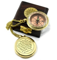 Trust in The Lord with All Your Heart -Proverbs 3: 5-6 Quote Engraved Compass…