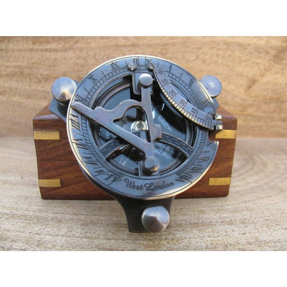 3″ Brass Sundial Compass for Hiking, Camping, Travel & Gift Use