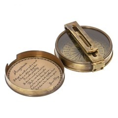 Compass with Lid Brass Style Nautical English 1700 Reproduction Only