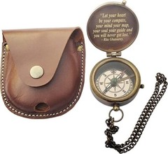 Flat compass leather case custom engrave design unique gift item