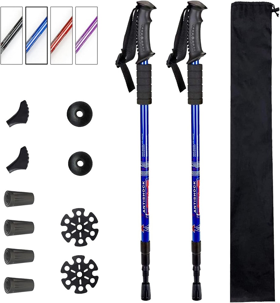 Lightweight Adjustable Shock Absorbing Trekking Poles, 2-pc Pack
