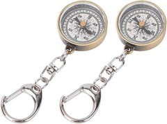 Keychain Compass, Pack of 2 Vintage Style Zinc Alloy Pocket Compass Navigatio…
