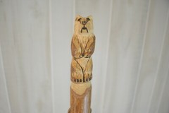 Bear Carved Hardwood Walking Stick, Hand Carved Staff, Made in the USA, Custom
