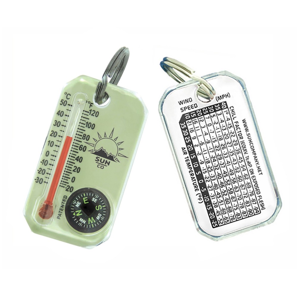 Sun Company LumaGage – Glow-in-the-Dark Zipper Pull Compass & Thermometer