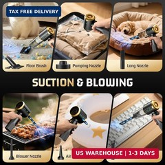 Cordless Car Vacuum Cleaner: Handheld Vacuum with 𝟏𝟔𝟎𝟎𝟎𝐏𝐚 Strong Suction,