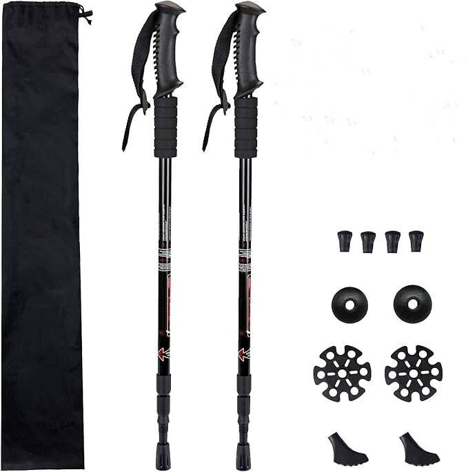 Bastones de trekking para senderismo paquete de 2 plegables, ligeros, antigolpes
