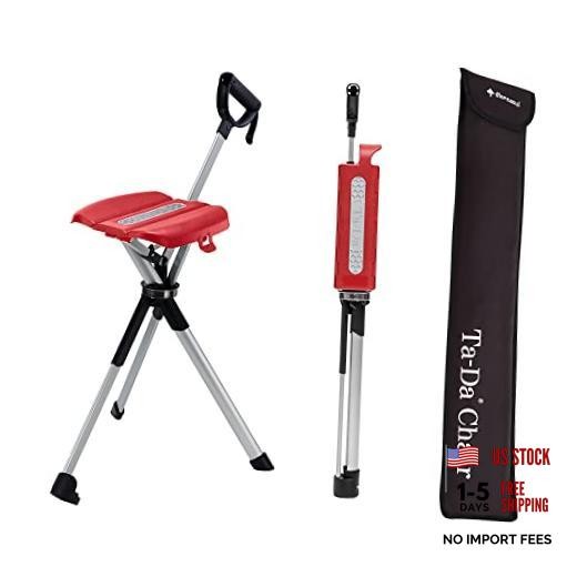 Ta-Da Chair Series 2- Portable Walking Stick, Cane with Seat, L (36.2″) Red