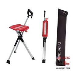 Ta-Da Chair Series 2- Portable Walking Stick, Cane with Seat, L (36.2″) Red