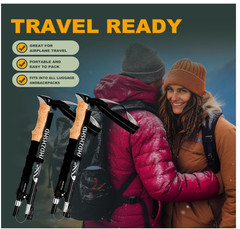 Folding Trekking Poles 2-pc Ultra Compact Hiking Poles for Men & Women New