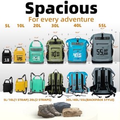 MORXPLOR Dry Bag Waterproof,5L/10L/20L/30L/40L/55L Roll Top Dry 5Liter Black