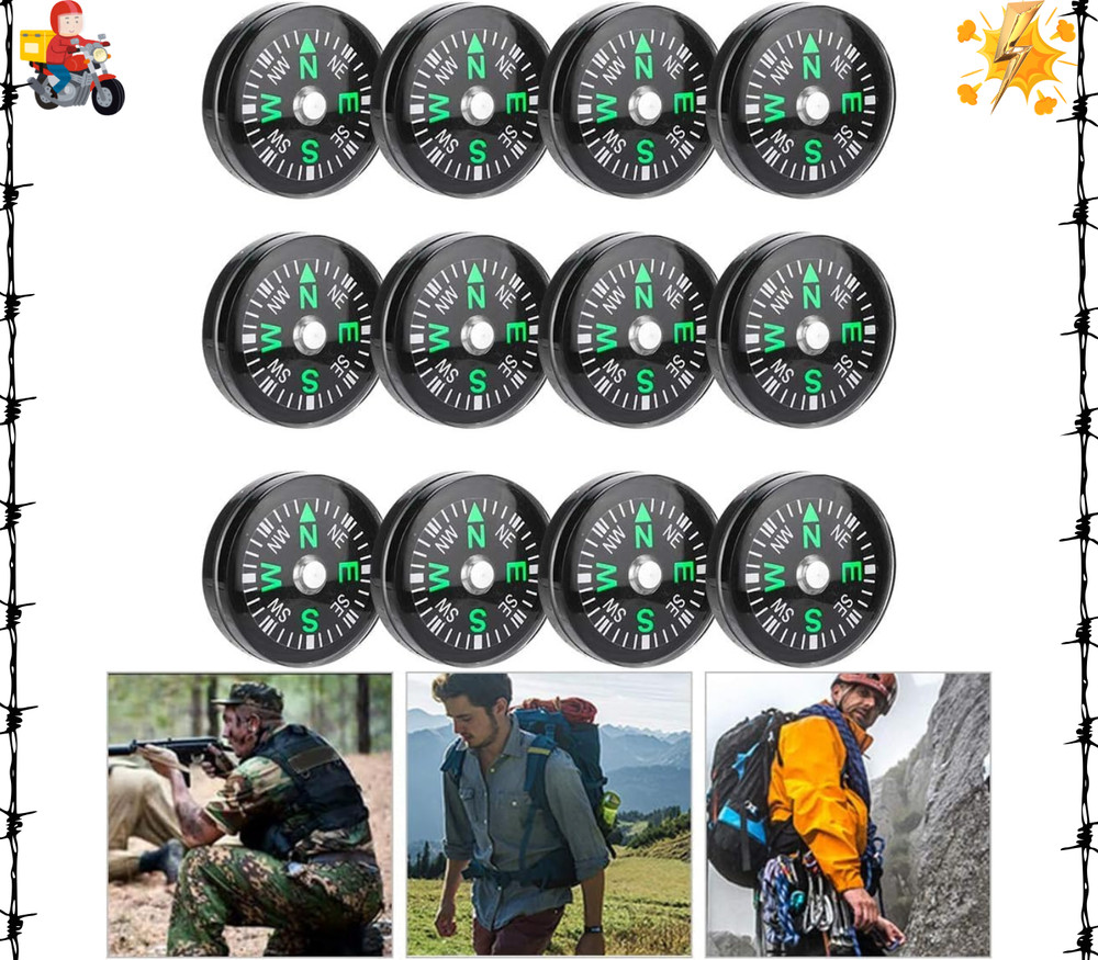 Pocket Compass, 20Mm 12Pcs Mini Pocket Oil Filled Compass for Hiking Camping Out