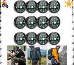 Pocket Compass, 20Mm 12Pcs Mini Pocket Oil Filled Compass for Hiking Camping Out