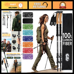 Lightweight Carbon Fiber Trekking Poles – Collapsible Hiking Sticks with Cork &