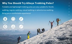 Trekking Poles Shock Absorbing Adjustable Hiking or Walking Sticks for Hiking