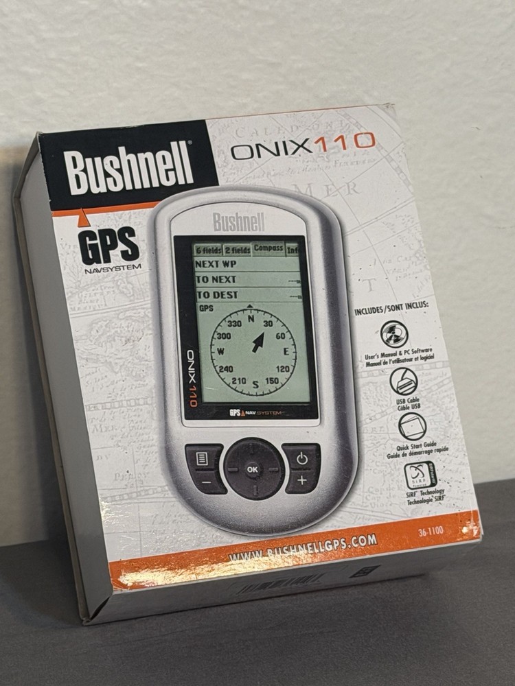 Bushnell ONIX 110 GPS 2.6″ Display Rechargeable Water Resistant Base Maps Silver