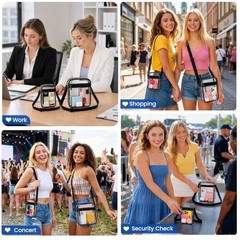 Clear Bag for Stadium Events, Clear Crossbody Bag Transparent Black-s&l