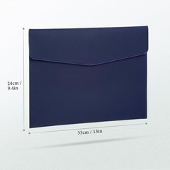 File Folder, PU Leather Document Holder File Organizer A4 A Dark Blue Style 1