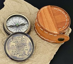 Jeremiah 2911 Engraved Brass Compass Leather Case Christian Baptism Gift