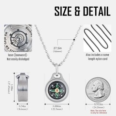 Waterproof EDC Mini Compass Pendant – Titanium/Brass/Copper for All Journeys