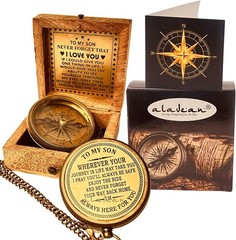 Gift for Son from Mom Dad | Engraved Compass 2″ – Father to Son Gifts, Mom to So