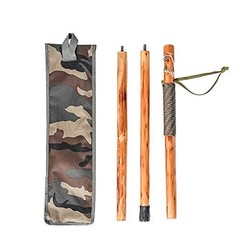 3pc Detachable Hiking Walking Stick Set – 55″ Fir Wood, Compass, Animal Carving,