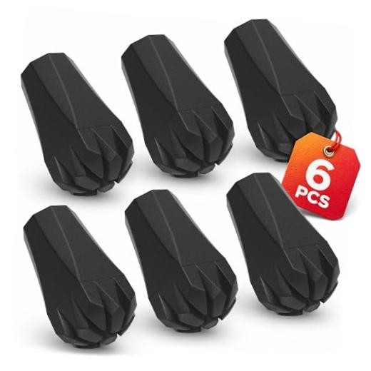 6 Pcs Rubber Tips for Hiking Poles – Rubber Cane Tips Replacement, Durable
