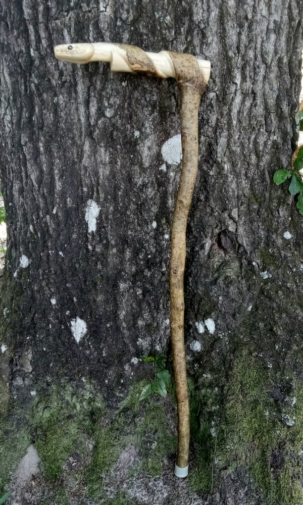 Handmade Snake/Python Cane Solid One Piece Walking Stick