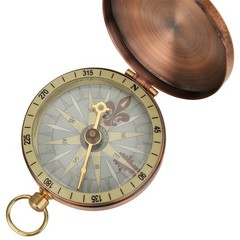 Portable Retro Metal Copper Flip Cover Pocket Watch Compass for Camping Hiking