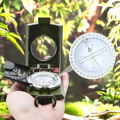 Compass,Outdoor Military Waterproof Lens Sighting Compass,High 4074-Green