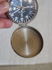VTG German Made Field Pocket Compass WWII Era?? Silver Tone Metal READ