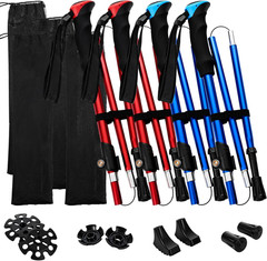 4 Pcs Trekking Poles Set, Collapsible Aluminum Hiking Poles, Adjustable Folding