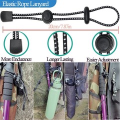4Pcs Backpack Hiking Stick Holder Straps, Elastic Lanyard Rope for Trekking