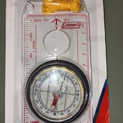 Coleman Compass Plastic Magnifier Cord Orienting Dial Camping Hike Outdoor Wild