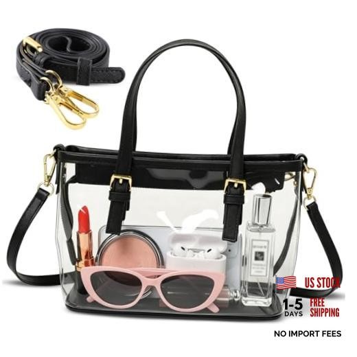 Clear Bag for Stadium Events, Stadium Approved Clear Crossbody Bag, Clear Black