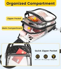 Clear Bag for Stadium Events – Crossbody Bag for Women Clear Medium Black
