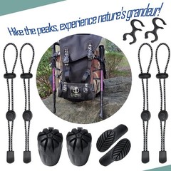 4Pcs Backpack Hiking Stick Holder Straps, Elastic Lanyard Rope for Trekking