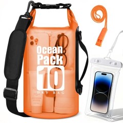 Dry Bag Waterproof, Roll Top Small Waterproof Backpack Floating 10L Orange