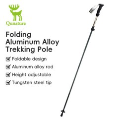 Qunature Aluminium Alloy Walking Hiking Sticks Folding Alpenstock Trekking Pole