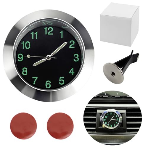 Car Dashboard Clock, Mini Luminous Car Clocks, Universal Automotive Silver