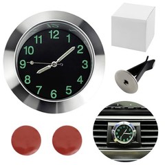 Car Dashboard Clock, Mini Luminous Car Clocks, Universal Automotive Silver