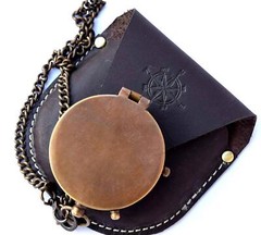 Thoreau’s Go Confidently Quote Engraved Nautical Compass With Stamped Leather Ca