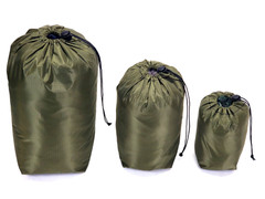 Lightweight 3-pk OD Green 40D Ripstop Waterproof Sil-Nylon Stuffsacks COMBO