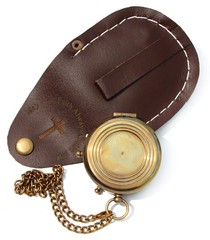 Engraved Working Compass Leather Case Religious Gift Men Women Baptism