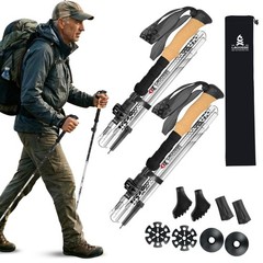Lightweight Collapsible Trekking Poles – Adjustable Aluminum Hiking Sticks, Cork